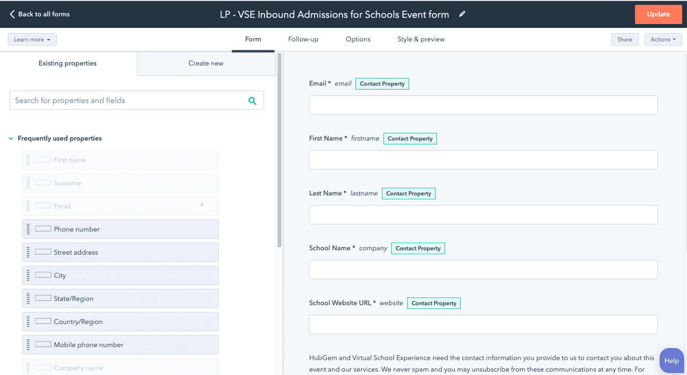 HubSpot Form Builder